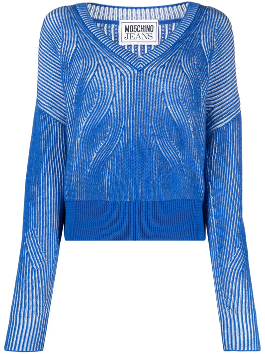 Two-Tone V-Neck Jumper