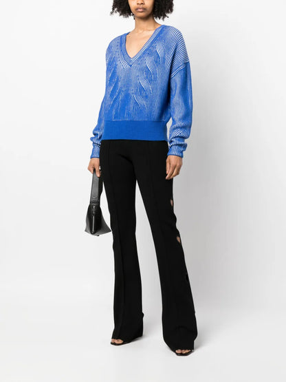 Two-Tone V-Neck Jumper