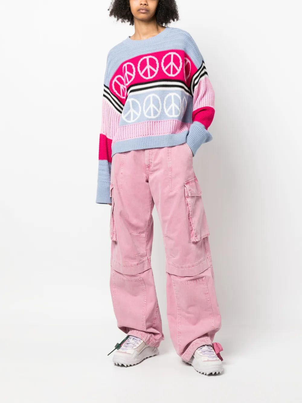 Peace-Sign Intarsia Knit Jumper