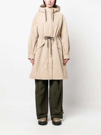 Long-Line Drawstring Parka Coat