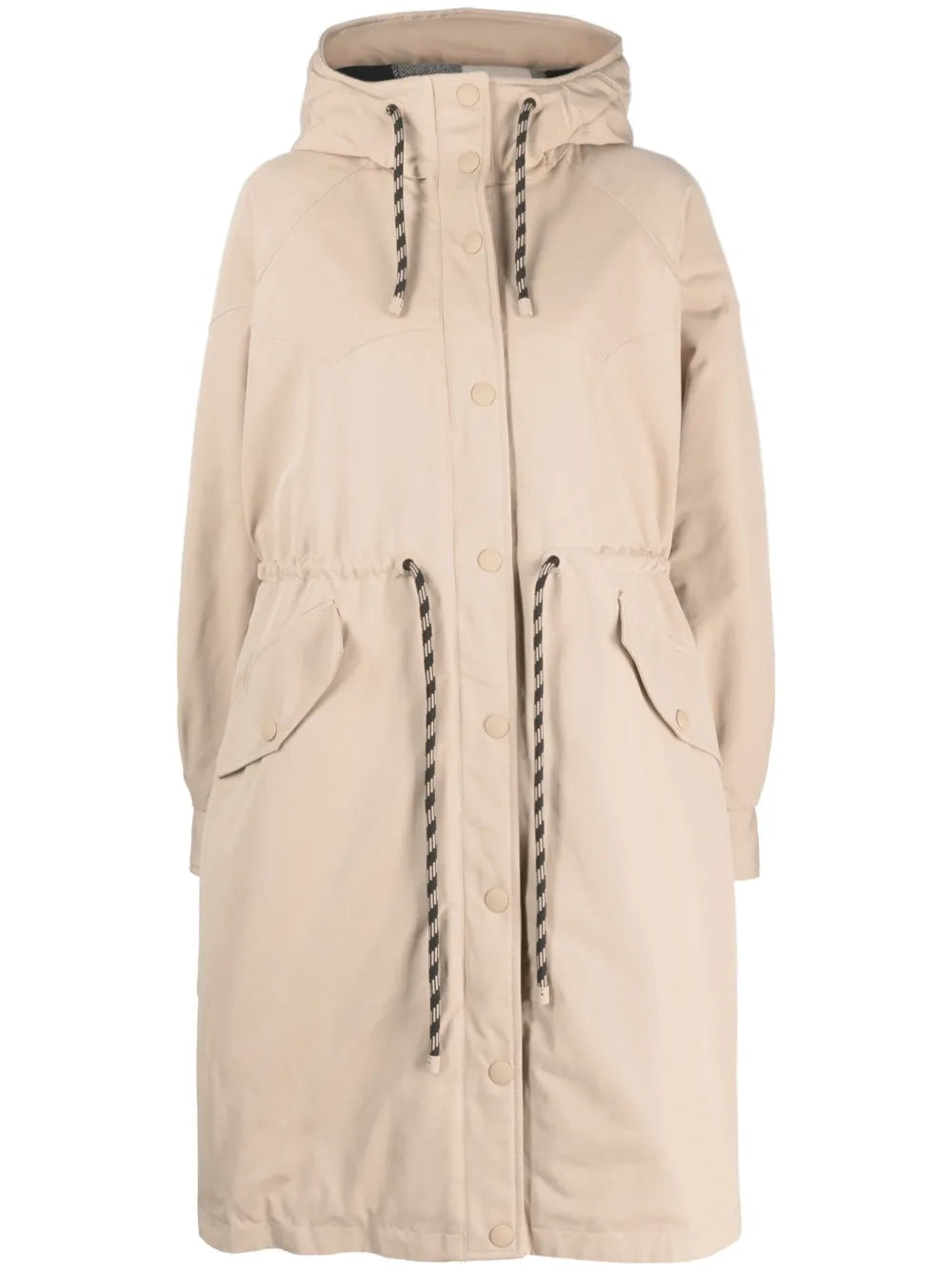 Long-Line Drawstring Parka Coat