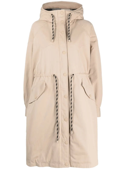Long-Line Drawstring Parka Coat