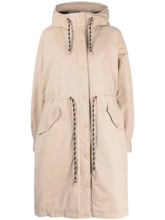 Long-Line Drawstring Parka Coat