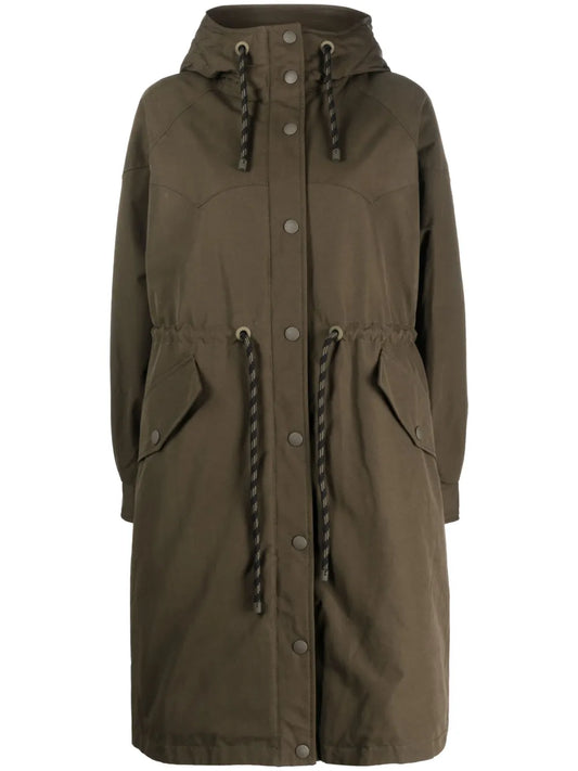 Long-Line Drawstring Parka Coat