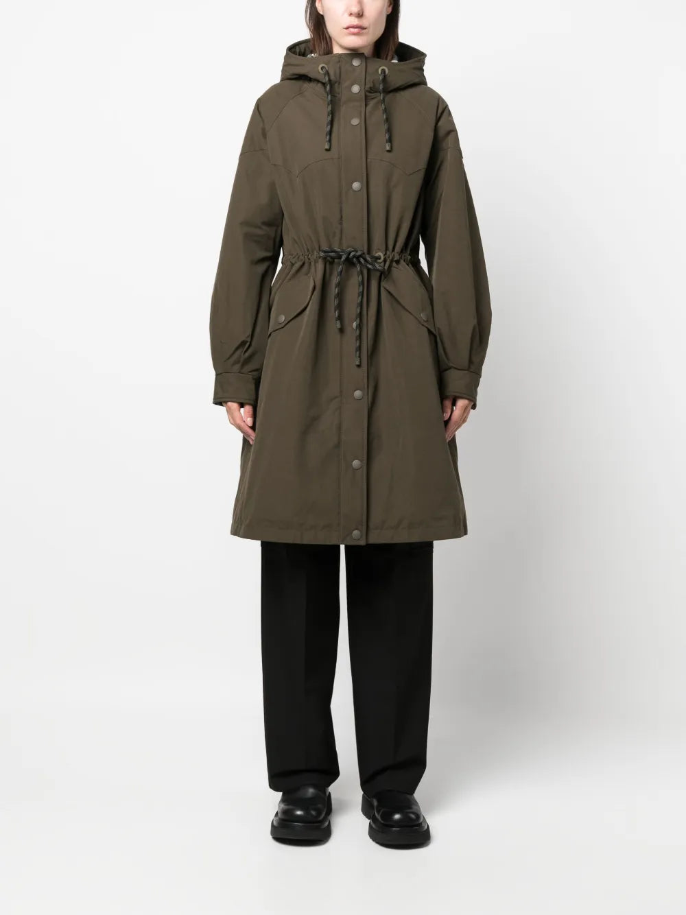 Long-Line Drawstring Parka Coat