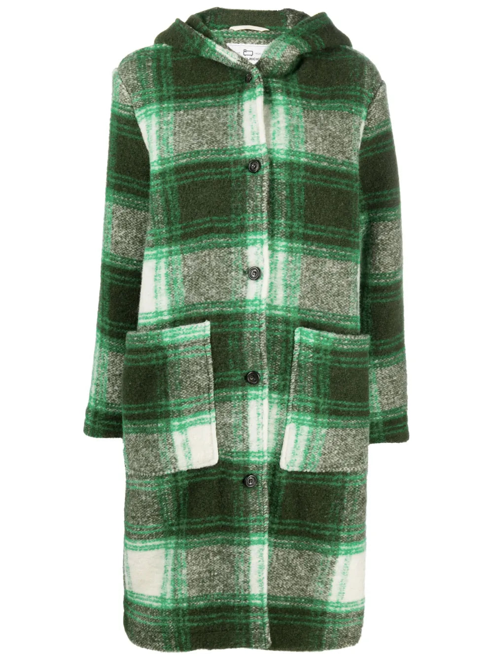 Checked Hooded Wool-Blend Coat