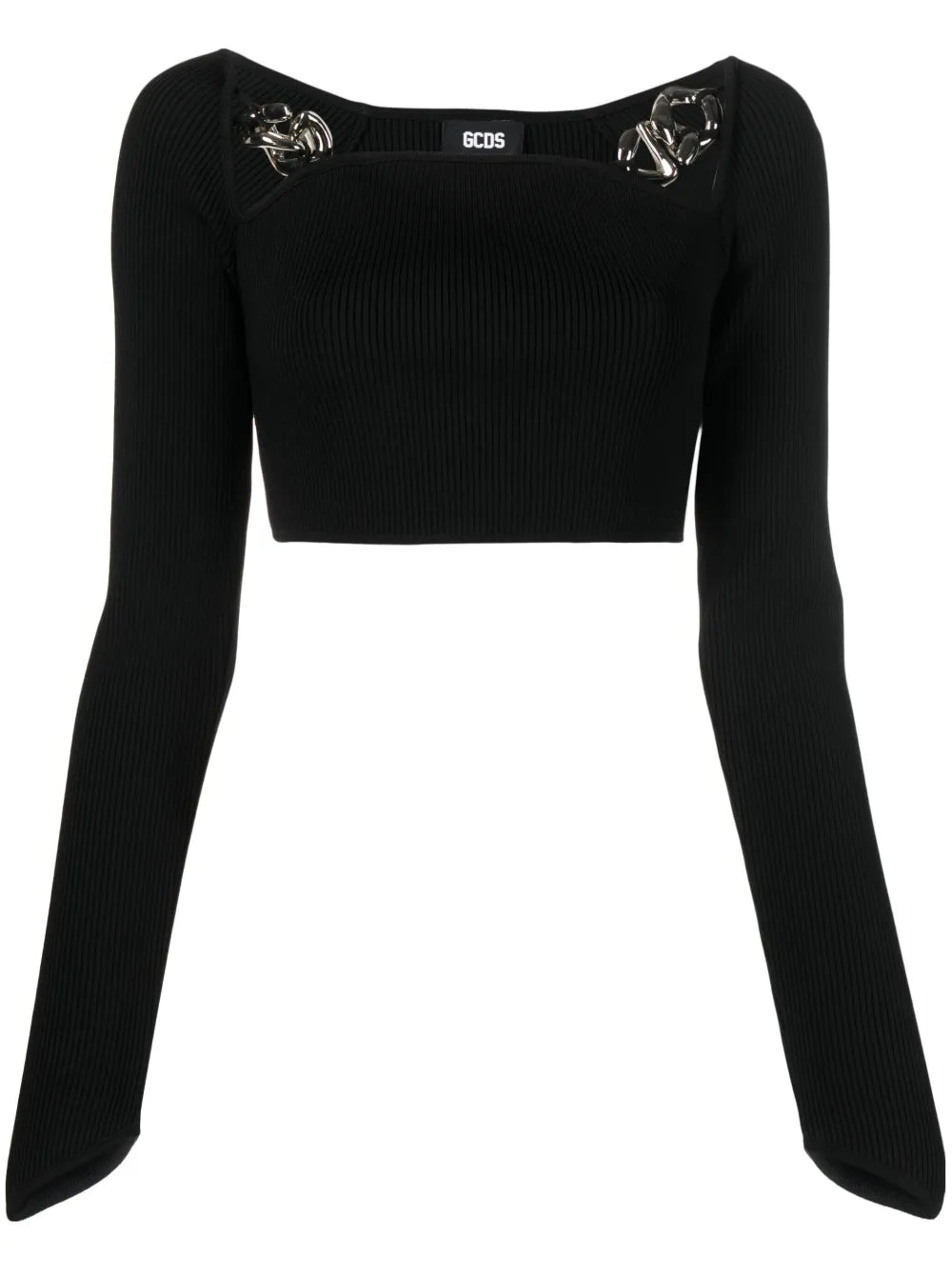 Ribbed Square-Neck Cropped Top