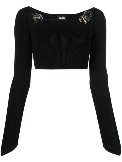 Ribbed Square-Neck Cropped Top