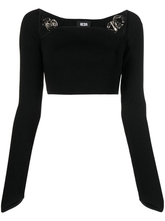 Ribbed Square-Neck Cropped Top