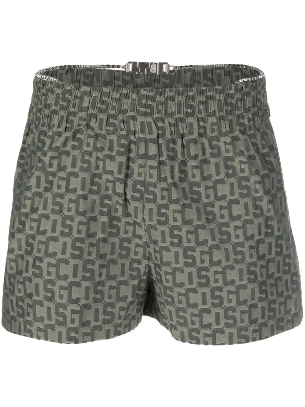 Bling Monogram-Print Chain-Belt Shorts