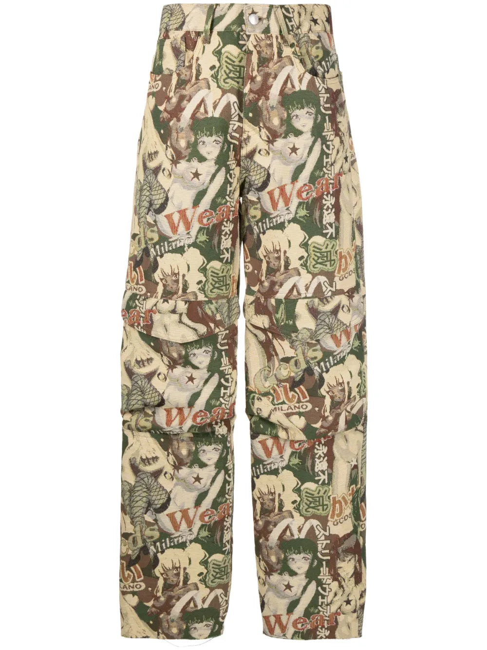 Hentai Jacquard-Pattern Cargo Trousers