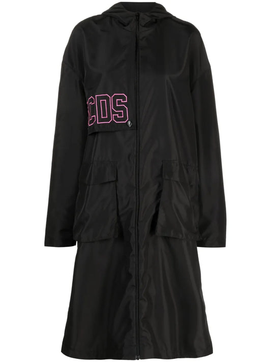 Embroidered-Logo Hooded Parka