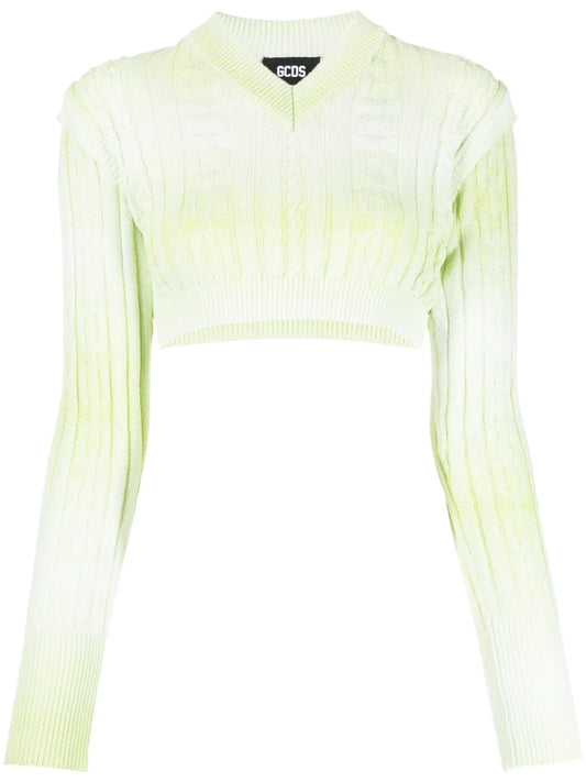 Braids Faded-Effect Knitted Crop Top