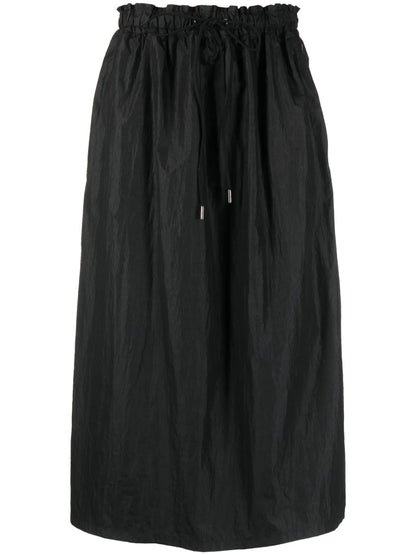 High-Waisted Track Midi Skirt