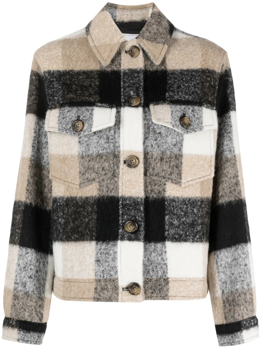 Fringed Checked Shirt Jacket