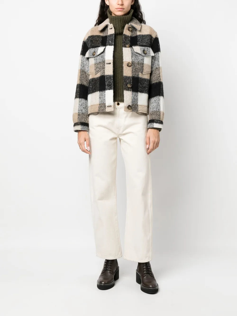 Fringed Checked Shirt Jacket