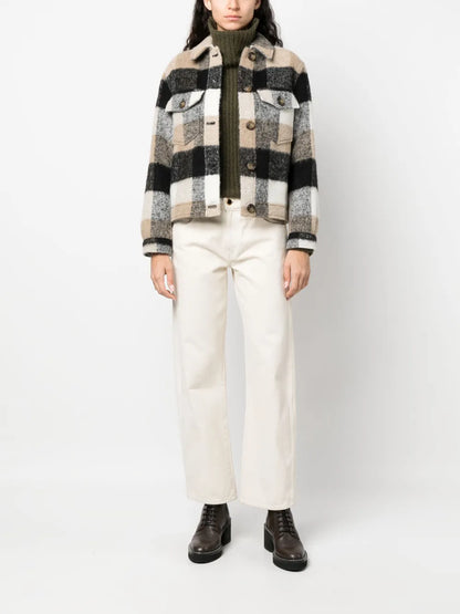 Fringed Checked Shirt Jacket