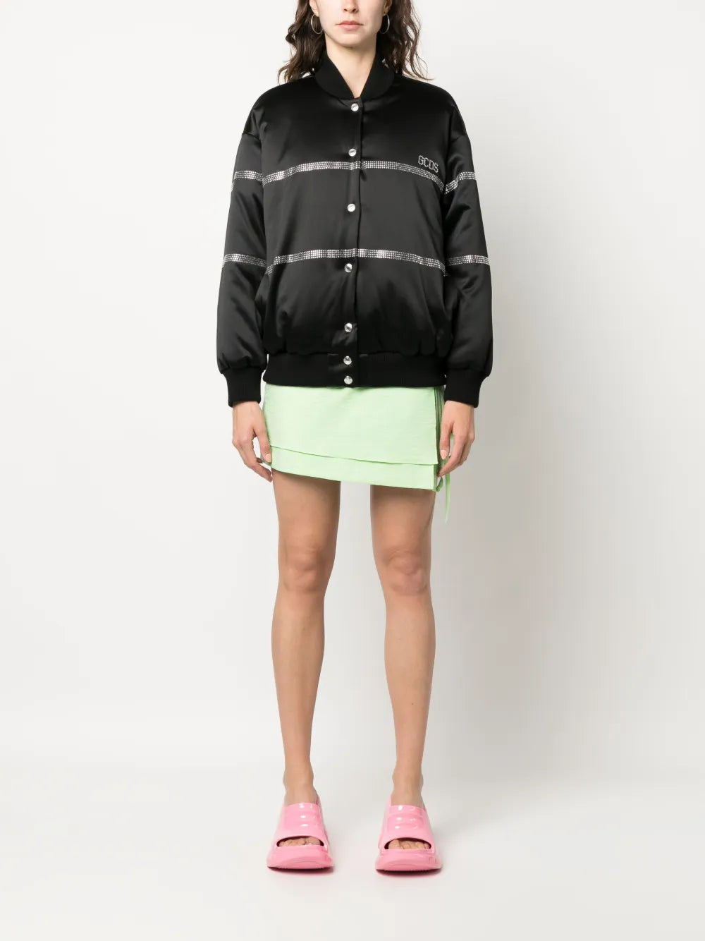 Bling Logo-Embellished Bomber Jacket