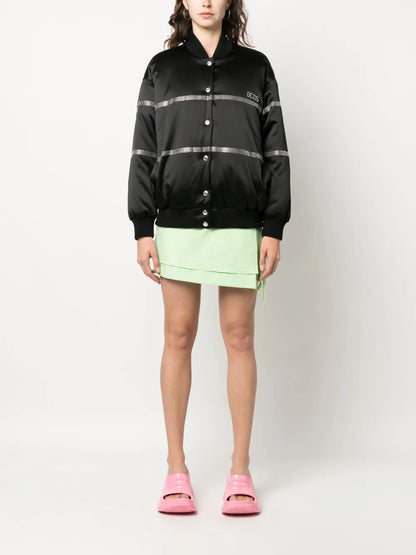 Bling Logo-Embellished Bomber Jacket