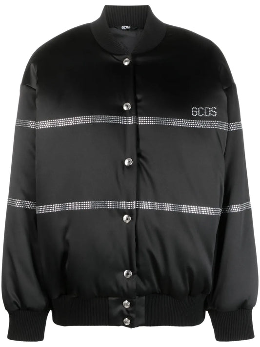 Bling Logo-Embellished Bomber Jacket