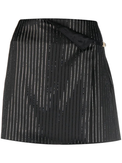 Logo Clip Pinstrip Rhinestone-Embellished Skirt