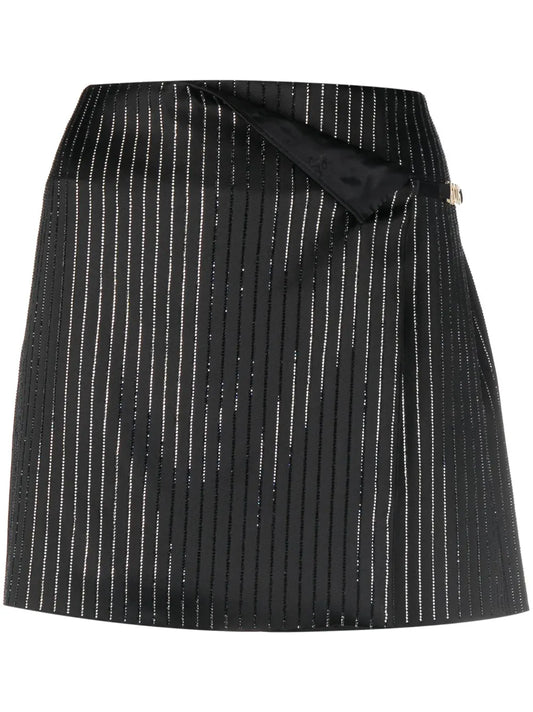 Logo Clip Pinstrip Rhinestone-Embellished Skirt