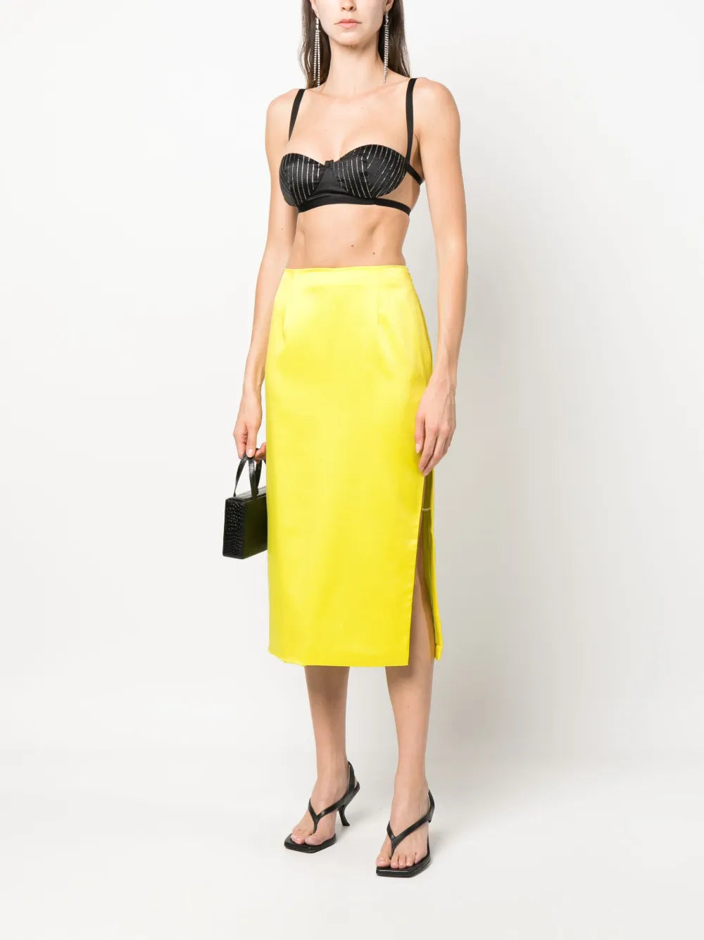Satin-Finish High-Waisted Skirt