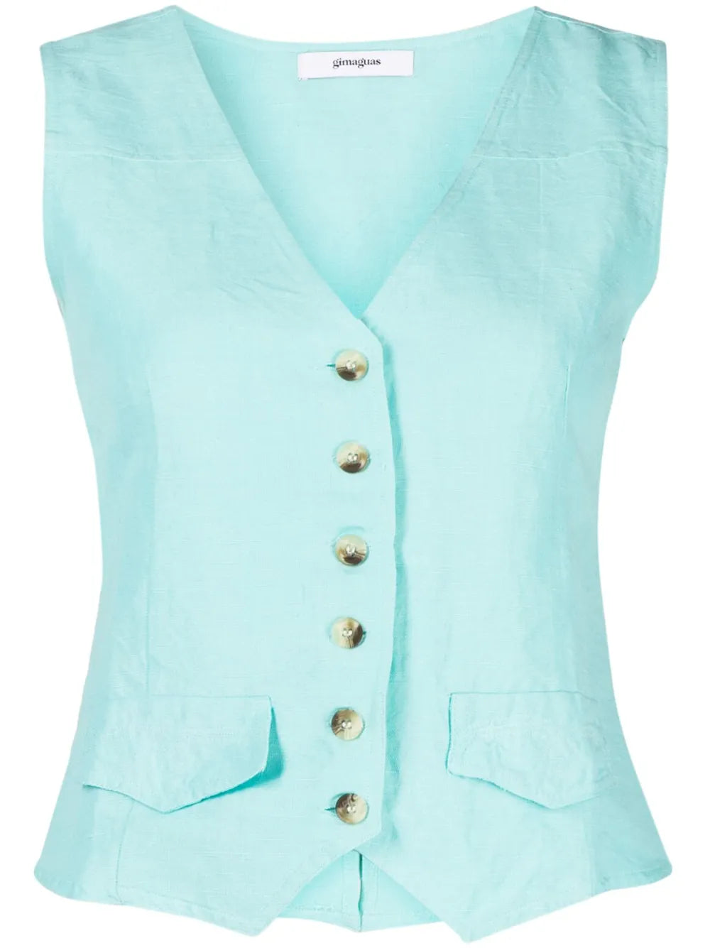 Buttoned Cotton-Linen Blend Vest