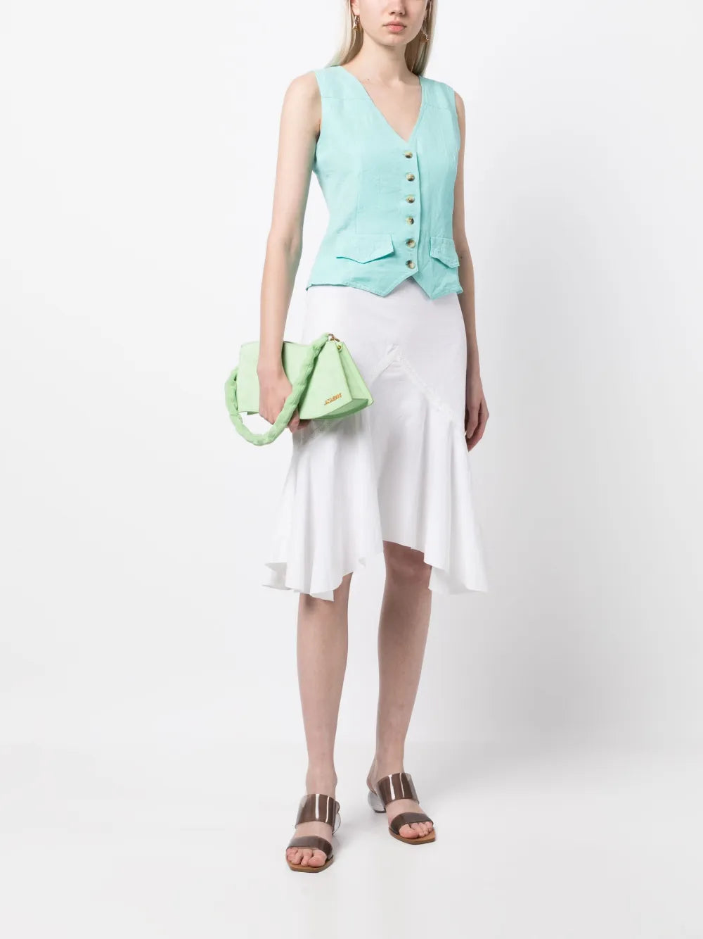 Buttoned Cotton-Linen Blend Vest