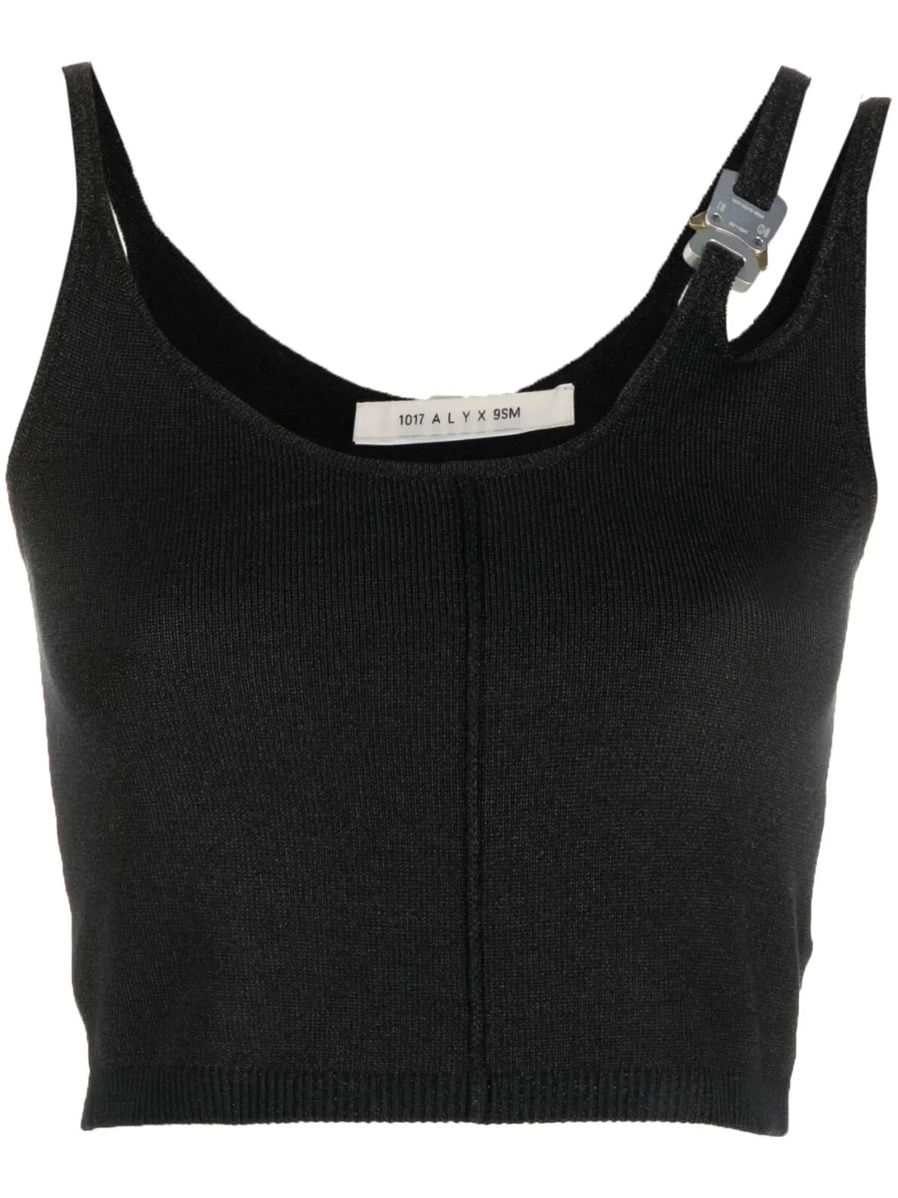 Buckle-Detail Asymmetric Crop Top