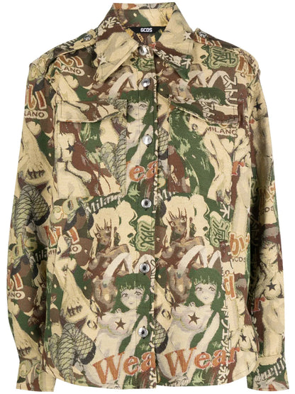 Hentai Jacquard-Pattern Shirt Jacket