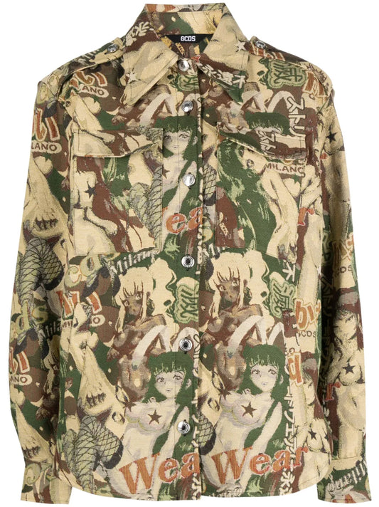 Hentai Jacquard-Pattern Shirt Jacket
