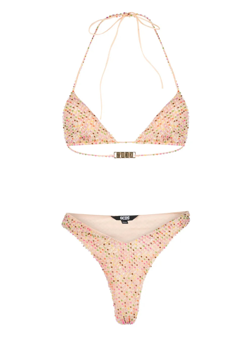 Bead-Embellished Tulle-Overlay Bikini