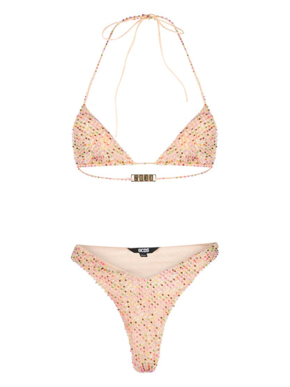 Bead-Embellished Tulle-Overlay Bikini