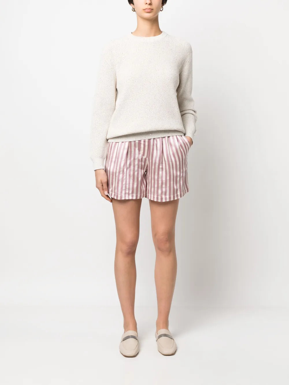 Striped Drawstring Mini Shorts