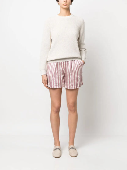 Striped Drawstring Mini Shorts