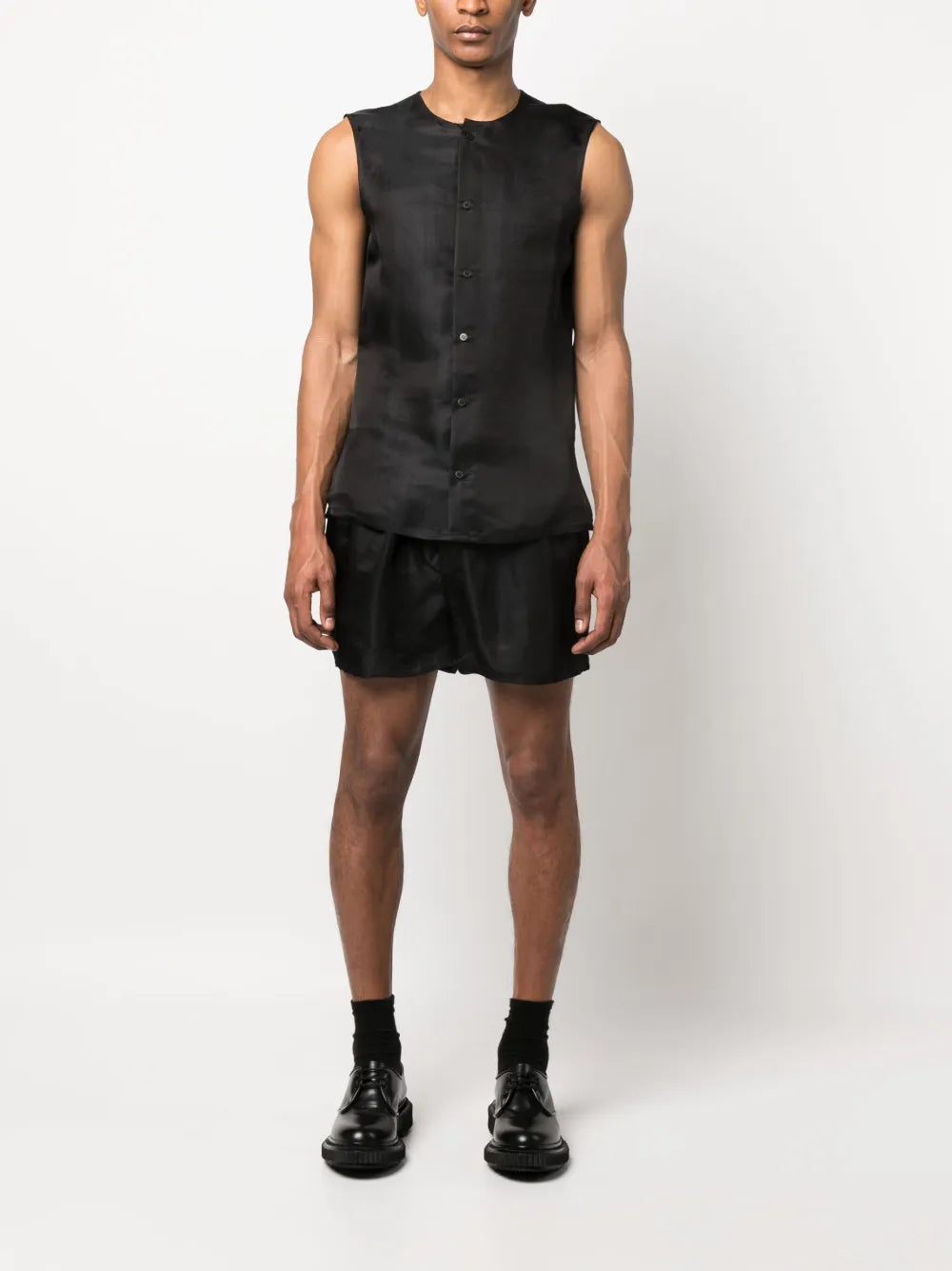 Elastic-Waistband Satin Shorts