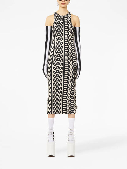 Racer Monogram-Print Ribbed Minidress