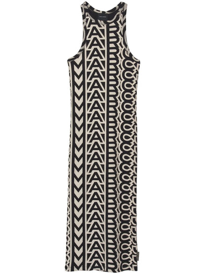 Racer Monogram-Print Ribbed Minidress