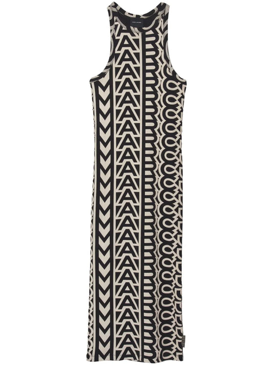 Racer Monogram-Print Ribbed Minidress