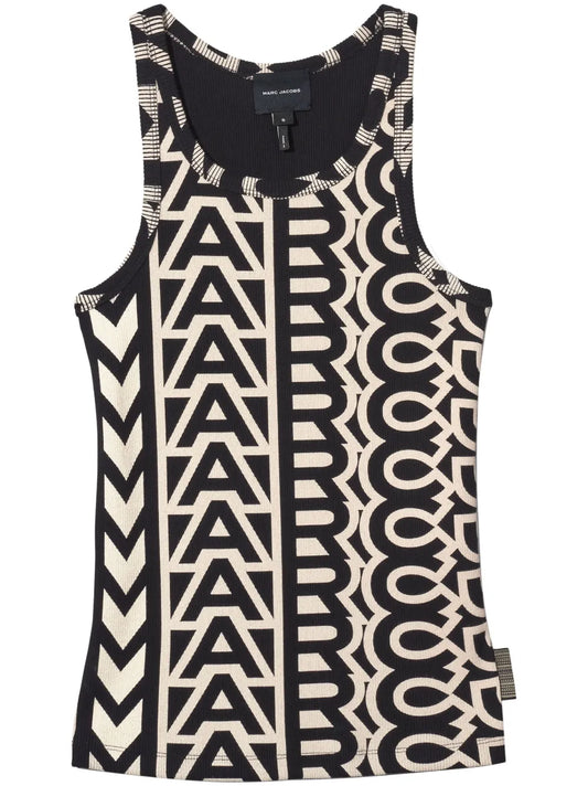 Monogram-Print Ribbed Tank Top