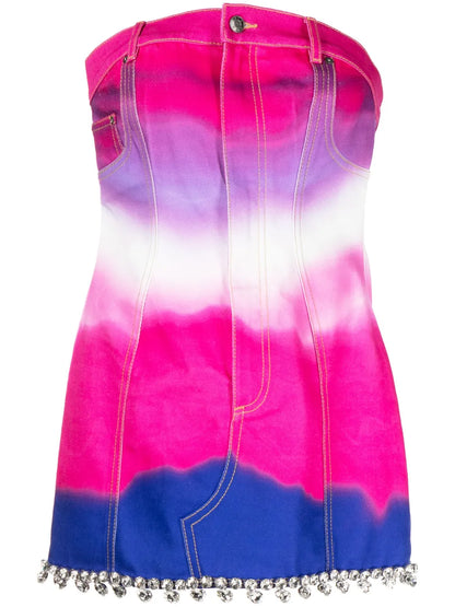 Ombre Strapless Denim Minidress