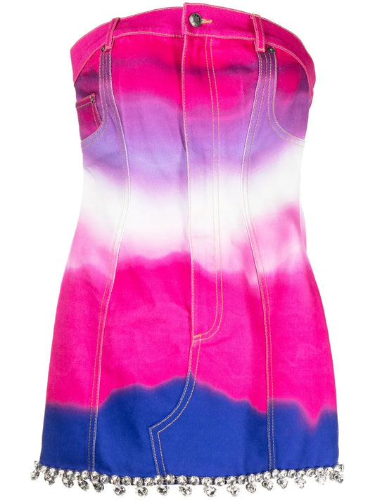 Ombre Strapless Denim Minidress