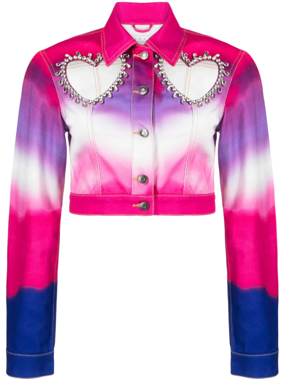 Heart Cut-Out Cropped Denim Jacket