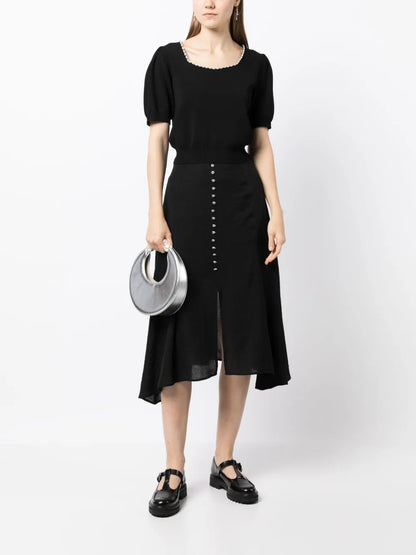 Faux Pearl-Embellished Knitted Top