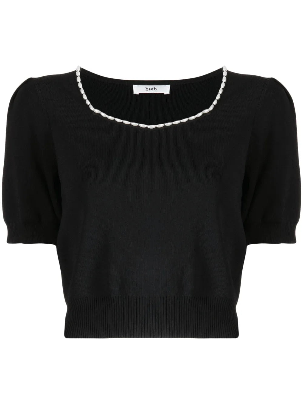 Faux Pearl-Embellished Knitted Top