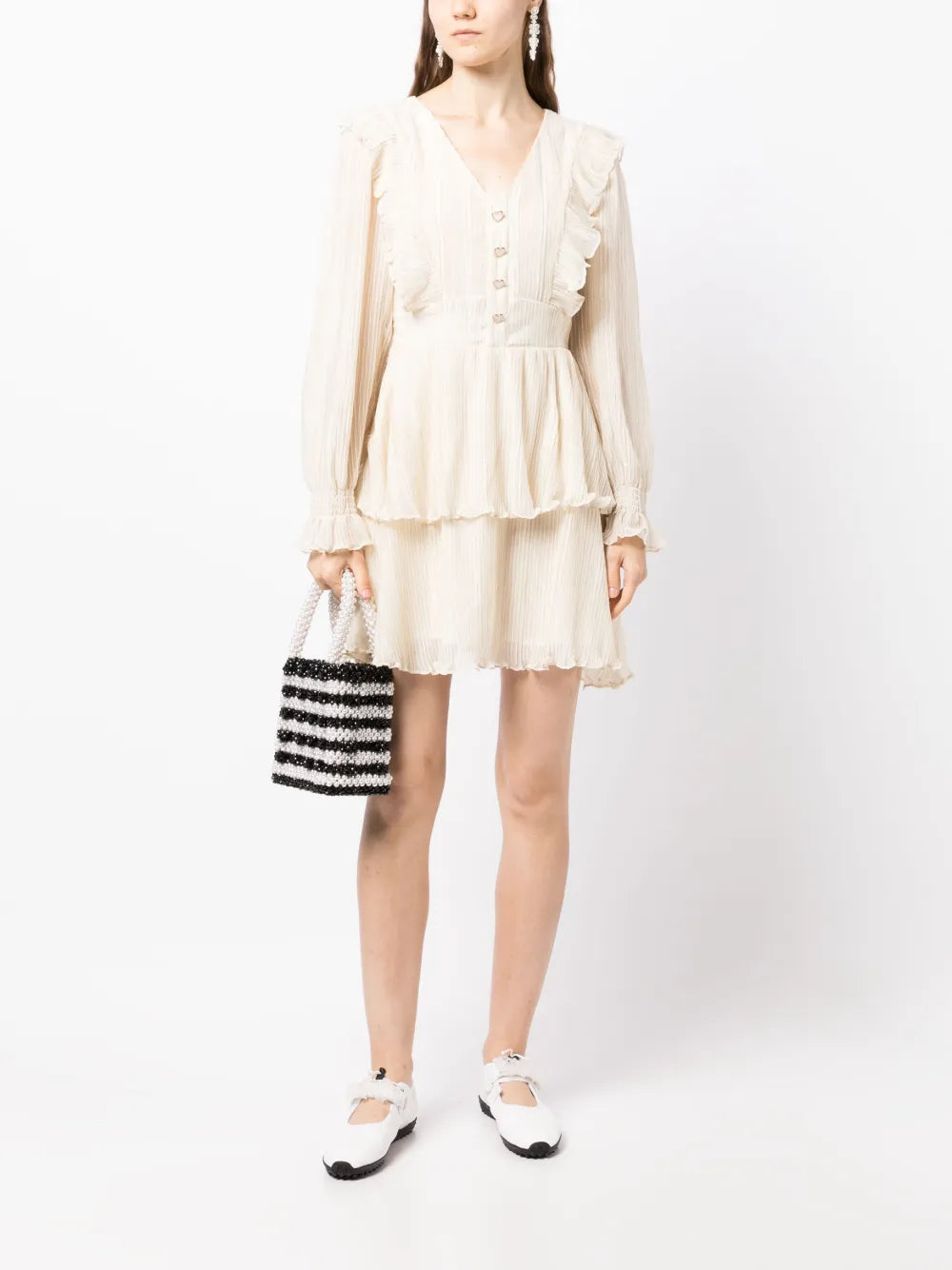 Ruffled Layered Long-Sleeved Dress