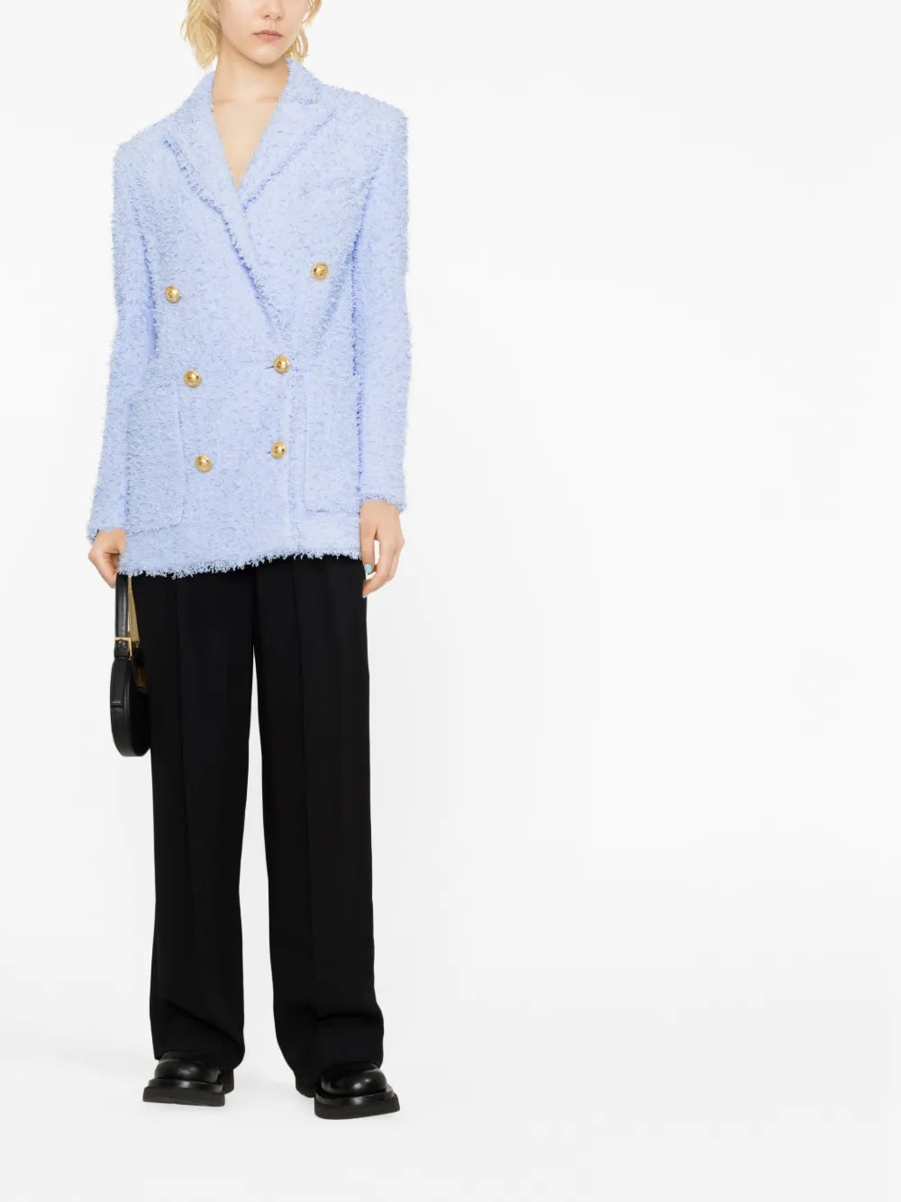 Oversized Double-Breasted Tweed Blazer