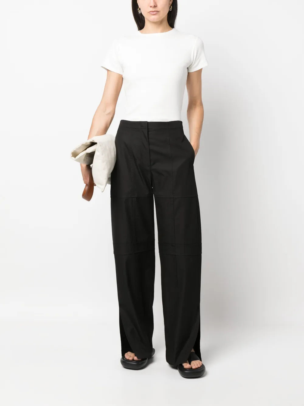 Panelled Straight-Leg Cut Trousers