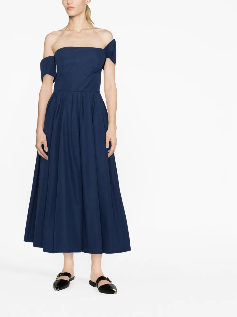 Off-Shoulder Flared Midi Dress